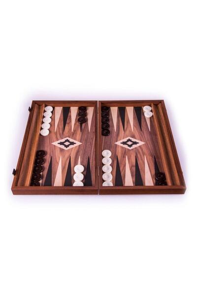 Manopoulos Walnut-look wooden backgammon/backgammon game set – 47 x 60 cm
