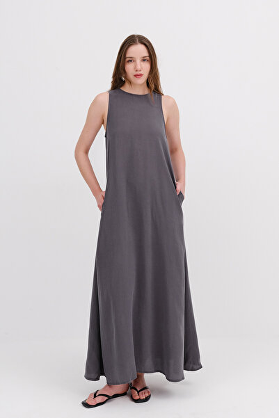 Addax Bisiklet Yaka Uzun Elbise E13986