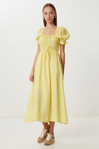 Lovelyİstanbul Rochie modală de vară Carmen Guler LUB0151 GALBEN