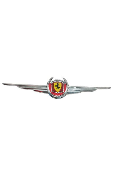 YAVAS OTO Wreath Arma Plastic Chrome Ferrari Logo Red Frame