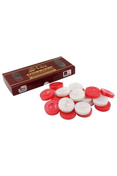 Star Acrylic backgammon checkers, White/Red