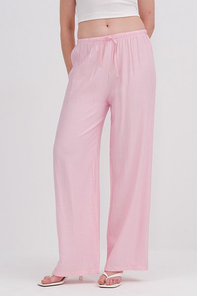 Addax Wide Leg Trousers with Waist Rope Tie Pn10450-K7