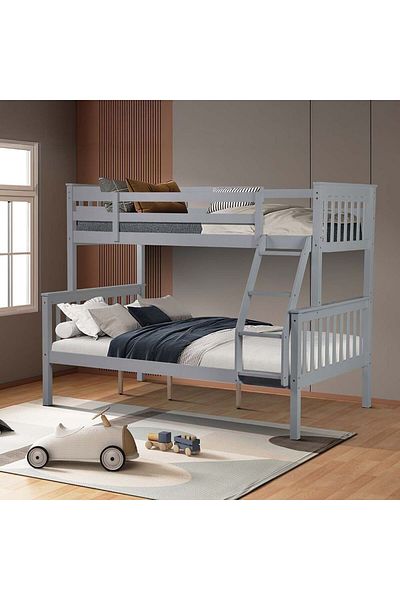 Danube Home Derby 90x200/120x200 Solid Wood Twin Bunk Bed - Grey L210xW129xH163cm