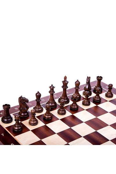 MagazinulDeSah Staunton 6 New Supreme wooden chess pieces with mahogany board
