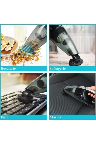 PROCART Portable car vacuum cleaner, 120W, wireless technology, washable HEPA filter, USB rechargeable