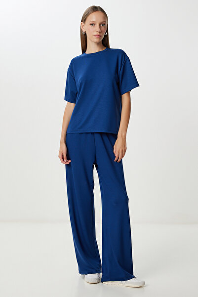 Lovelyİstanbul Άνετο εύκαμπτο πλεκτό κοστούμι LBY0004 ΣΚΟΥΡΟ ΜΠΛΕ