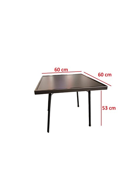 GÖKBAŞLAR 60x60 Cm Gri Katlanır Masa Balkon Bahçe Kamp Masası Piknik Masası