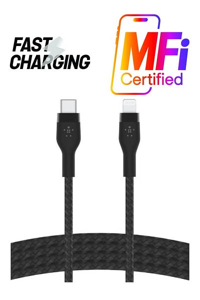Belkin BoostCharge Flex Silicone USB Type A To Lightning Cable (1M/3.3Ft),