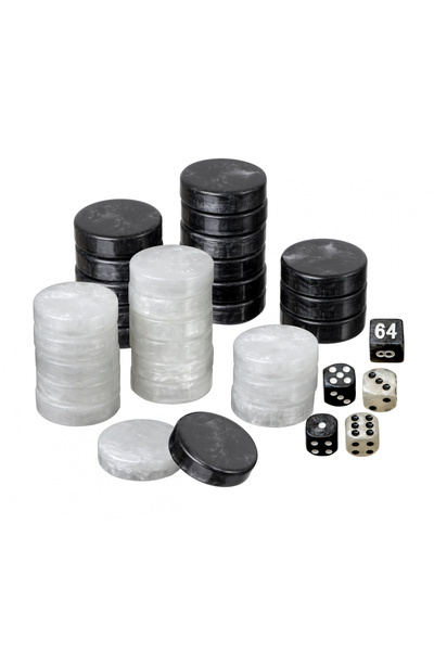 Philos Backgammon game pieces - pearl black - d.28 mm -