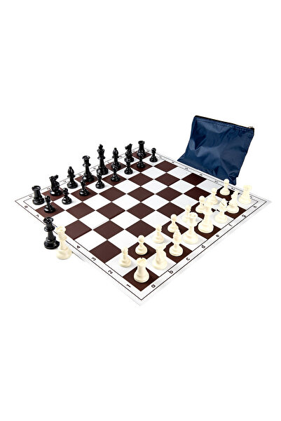 MagazinulDeSah Combo set Staunton 6 weighted cu tabla PVC alb/maro