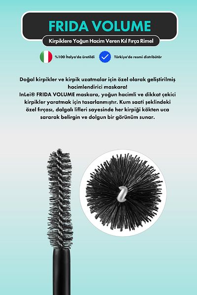 İnLei Volume Mascara – Mascara with Bristle Brush That Gives Intense Volume and Care to Eyelashes