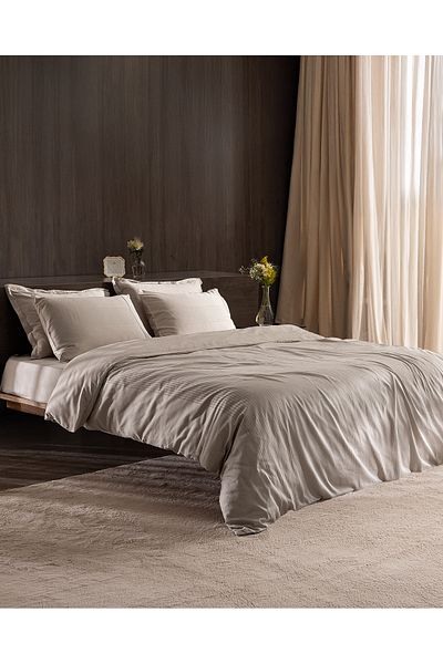 Madame Coco Reveire King Size Cotton Bamboo Dobby Duvet Cover Set - Stone
