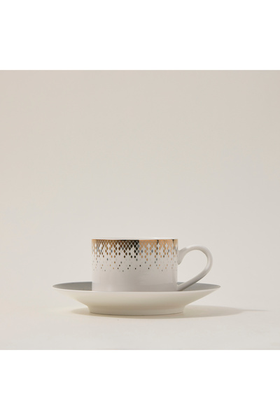 Dallaty gery and white porcelain English tea cups set 12 pcs