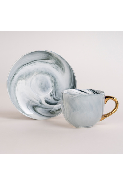 Dallaty La Mesa grey marble English tea cups set 12 pcs