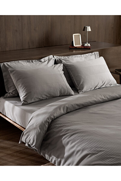 Madame Coco Reverie Double Cotton Bamboo Dobby Duvet Cover Set - Gray