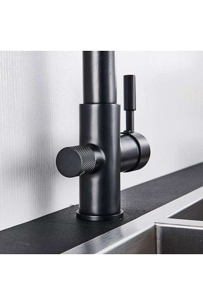 CasaVie Baterie bucatarie 3 cai pentru filtru de purificare și 2 funcții de curgere a apei, negru, cod 1534