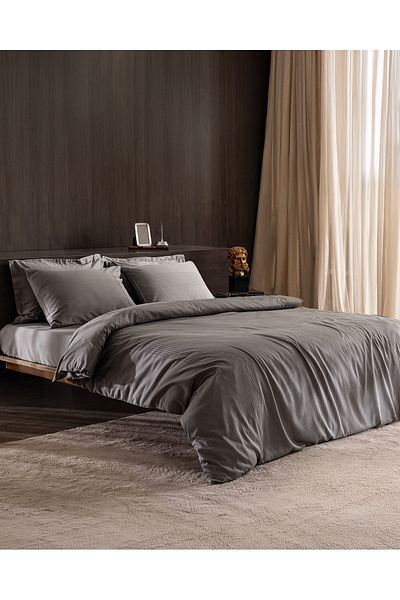 Madame Coco Reveire King Size Cotton Bamboo Dobby Duvet Cover Set - Gray