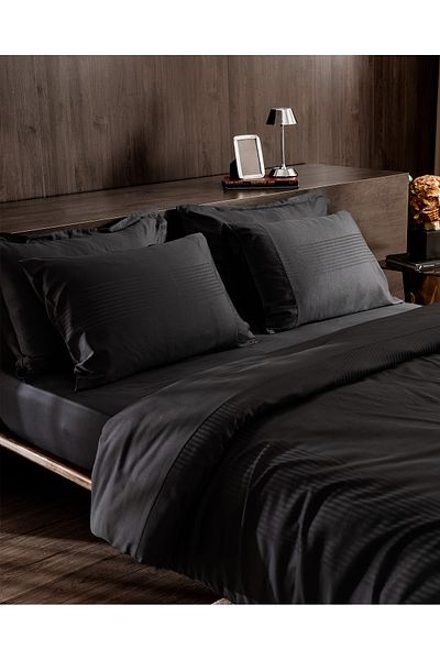 Madame Coco Reveire Double Cotton Bamboo Dobby Duvet Cover Set - Black