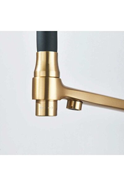 CasaVie Baterie bucatarie 3 cai pentru filtru de purificare si 2 functii de curgere, auriu/negru, 1667