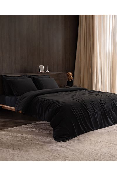 Madame Coco Reverie King Size Bamboo Dobby Duvet Cover Set - Black