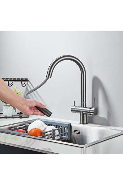 CasaVie Faucet with purification filter and extractable shower, matte gray, code 1680