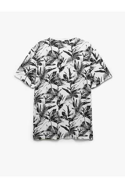 Koton Tricou din bumbac cu mânecă scurtă, cu model de frunze