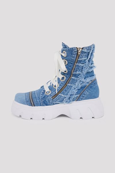StarBlueMooN Women's Denim Boots Summer Tassel Ornament Zipper