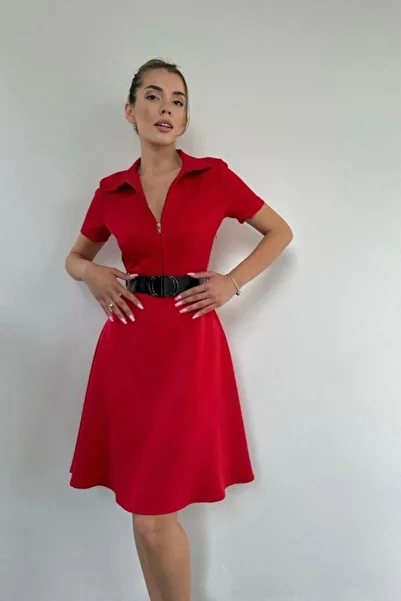 ETİLER COLLECTION Red Belted Sports Dress