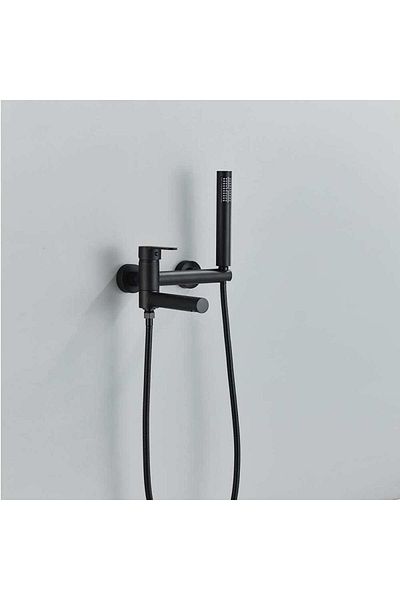 CasaVie Baterie de cada cu montaj pe perete, cu dus de mana, finisaj negru mat, cod 1448
