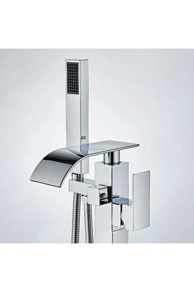 CasaVie Baterie freestanding cu cadru patrat si efect de cascada, argintiu, cod 1562