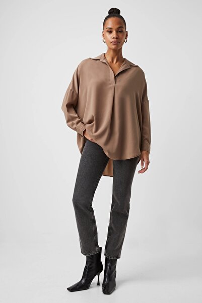 French Connection Rhodes Crepe Popover Shirt