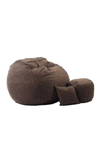 Pufrelax Set Fotoliu King Size XL cu Otoman(suport picioare) si Perna, Material Textil - Mocha Latte