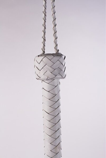 Devil Sticks Mâner din piele împletită, alb