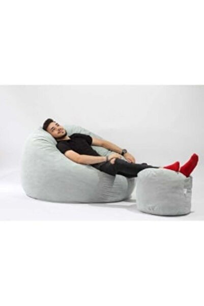 Pufrelax Set Fotoliu King Size cu Otoman (suport picioare), Material Textil - Moon Grey