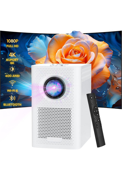 VisionHub Portable Video Projector, 6K support, with Android, Wi-Fi and Bluetooth, Projector with 1280x720p