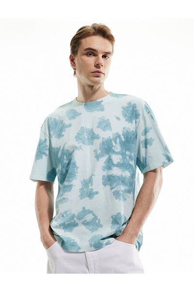 Koton Cotton Patterned Short Sleeve Washable Oversize T-Shirt