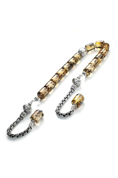 TESBİHCİBABA Fossil Capsule Cut Drop Amber Zaza Prayer Beads