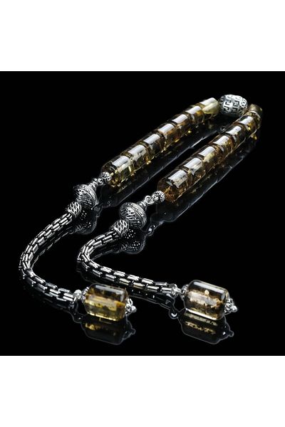 TESBİHCİBABA Fossil Capsule Cut Drop Amber Zaza Prayer Beads