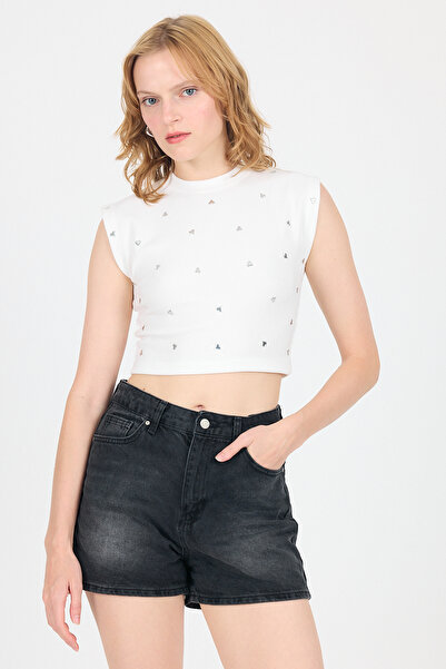 Rays Λευκό ασημί μπλουζάκι με λεπτομέρεια καρδιάς 2499