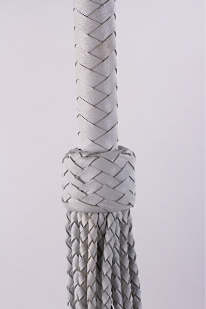 Devil Sticks Mâner din piele împletită, alb