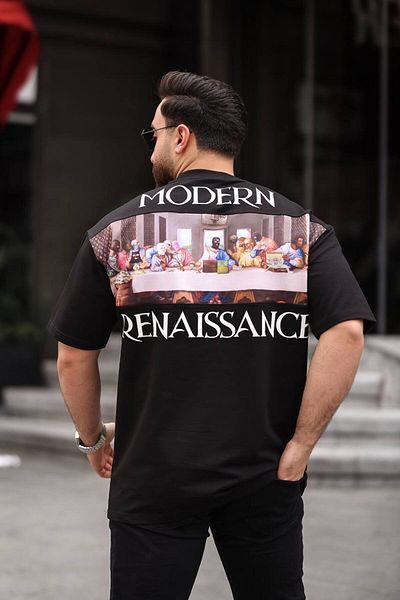 STOCX Oversize Men's T-Shirt - Modern Renaissance Printed Back Detail