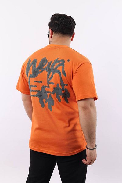 STOCX Oversize Printed Men's T-Shirt - Wear Text and Silhouette Detail