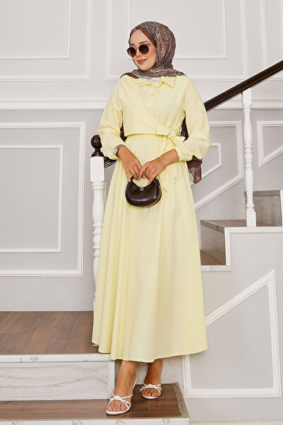 EBRUTESETTÜR Yandan Bağlamalı Yarım Düğme Detaylı Elbise