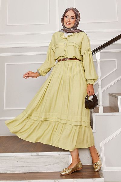 EBRUTESETTÜR Balloon Sleeve Shirt Skirt Double Set