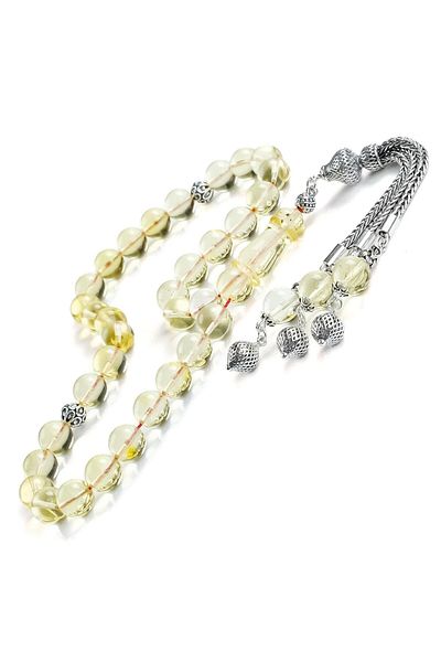 TESBİHCİBABA Water Drop Lime Cut Has Amber Prayer Beads
