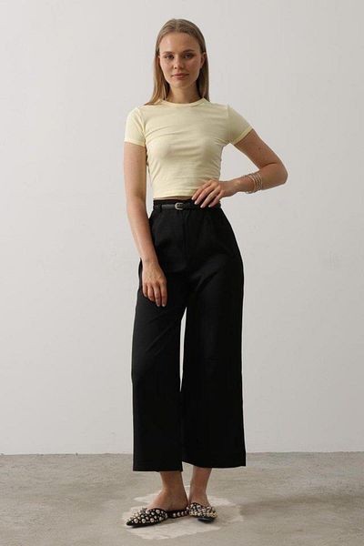 Silerra Belt Collar Detailed Trousers - Black