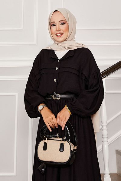EBRUTESETTÜR Balloon Sleeve Shirt Skirt Double Set