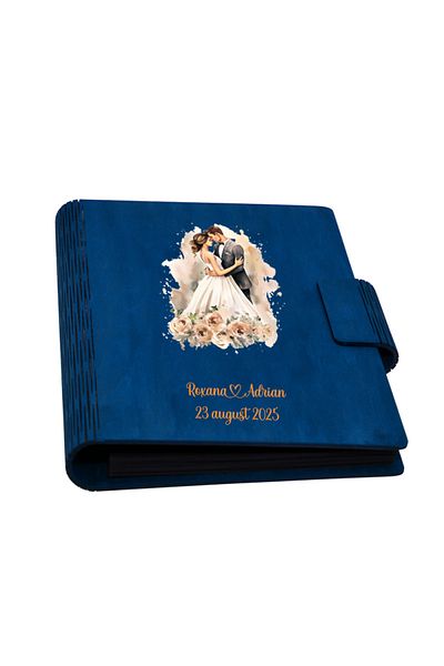 Piksel Guestbook de nunta, Album foto din lemn personalizat, A5, Piksel, pix si lipici stick inclus