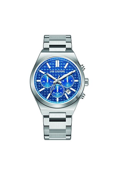 Lee Cooper LC08084.390 ساعة يد رجالية من الفولاذ بمينا أزرق