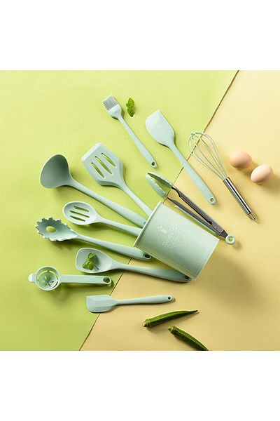 COOYA مجموعة أدوات المطبخ، مجموعة أدوات طهي سيليكون مكونة من 12 قطعة، مقاومة للحرارة، لأواني الطهي غير اللاصقة